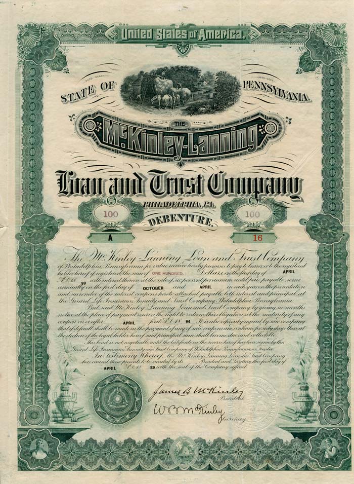 McKinley-Lanning Loan and Trust Company of Philadelphia, PA.